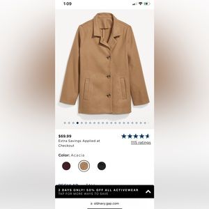 Old Navy Soft-Brushed Button-Front Car Coat for Women - Size Medium